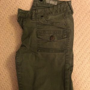 Army green skinny jeans